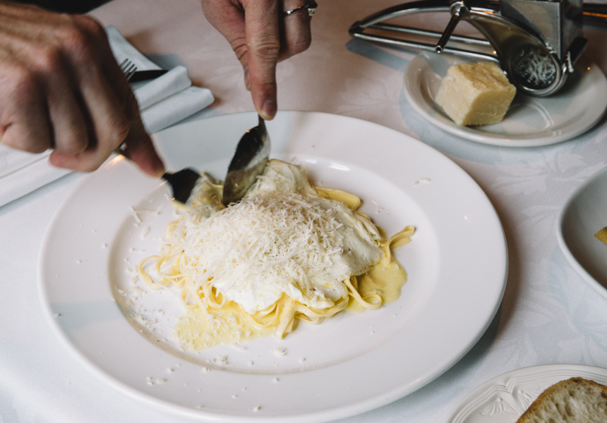 Buon Ricordo's famed pasta dish Fettucine Tartufovo available on our a la carte italian menu